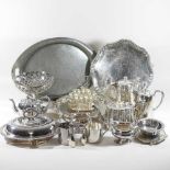 A collection of silver plated items