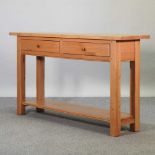 A modern light oak console table