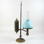 An early 20th century brass student's lamp