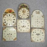 A collection of six various 19th century grandfather clock dials