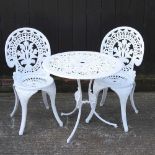 A white painted metal garden table