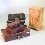 A vintage brown leather suitcase