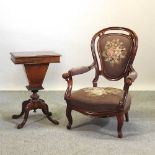 A Victorian upholstered armchair