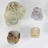An oriental jade coloured hardstone carving of a leaf