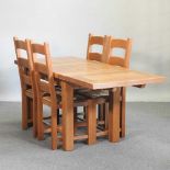 A modern light oak dining table