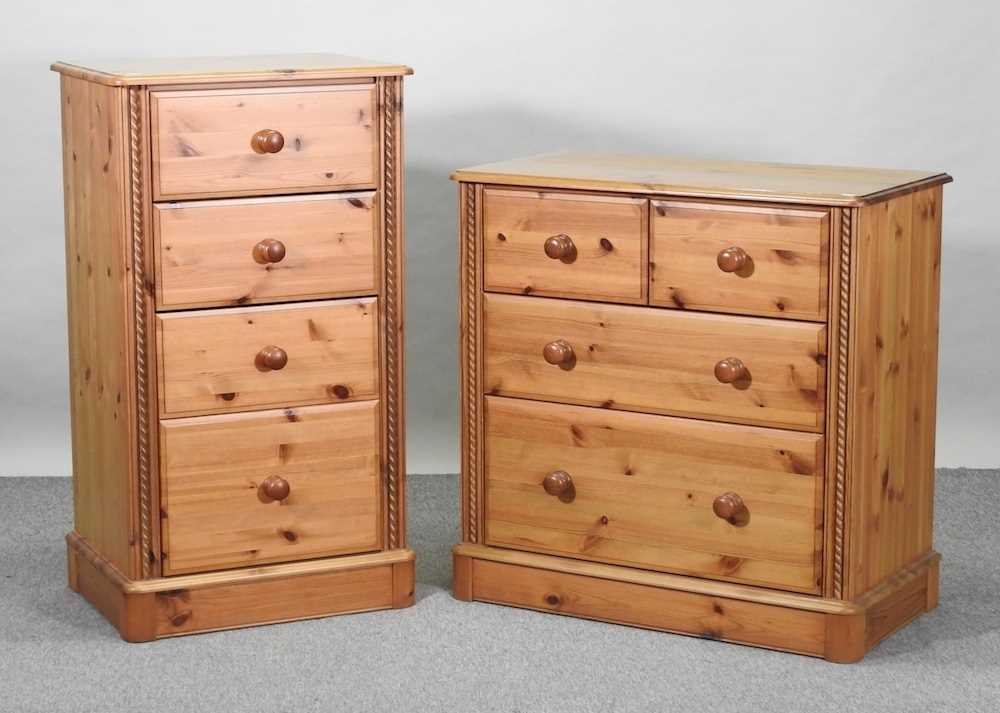 A pine chest of drawers, together with a narrow chest of drawers - Image 3 of 13