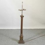 A large 19th century brass table lamp