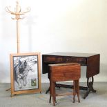 A reproduction mahogany sofa table