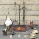 A collection of 18th century and later brass and copper