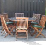 A Danish teak folding garden set