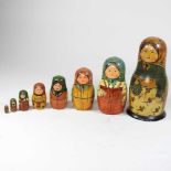 A set of painted Russian dolls