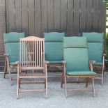 A set of five teak garden chairs