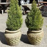 A pair of reconstituted stone garden pots