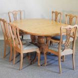 A pine twin pedestal dining table