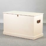 A modern cream painted blanket box