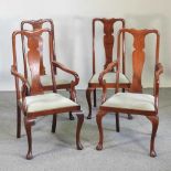 A set of four early 20th century Queen Anne style dining chairs