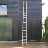 An aluminium extending ladder