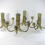 A set of four unusual 19th century Gothic brass wall lights