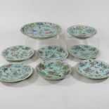 A part set of 19th century Chinese Canton porcelain plates