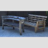 A hardwood garden bench