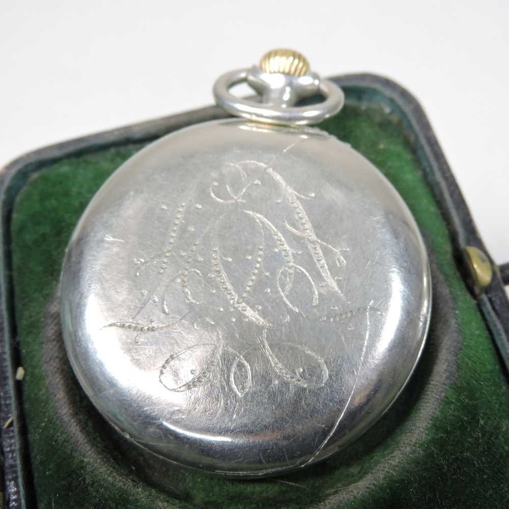 A silver open faced pocket watch - Image 5 of 5