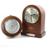 An early 20th century mantel clock, signed Zahra Malta, together with a barometer
