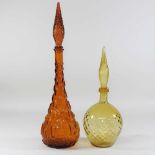 A 1970's Italian coloured glass decanter and stopper