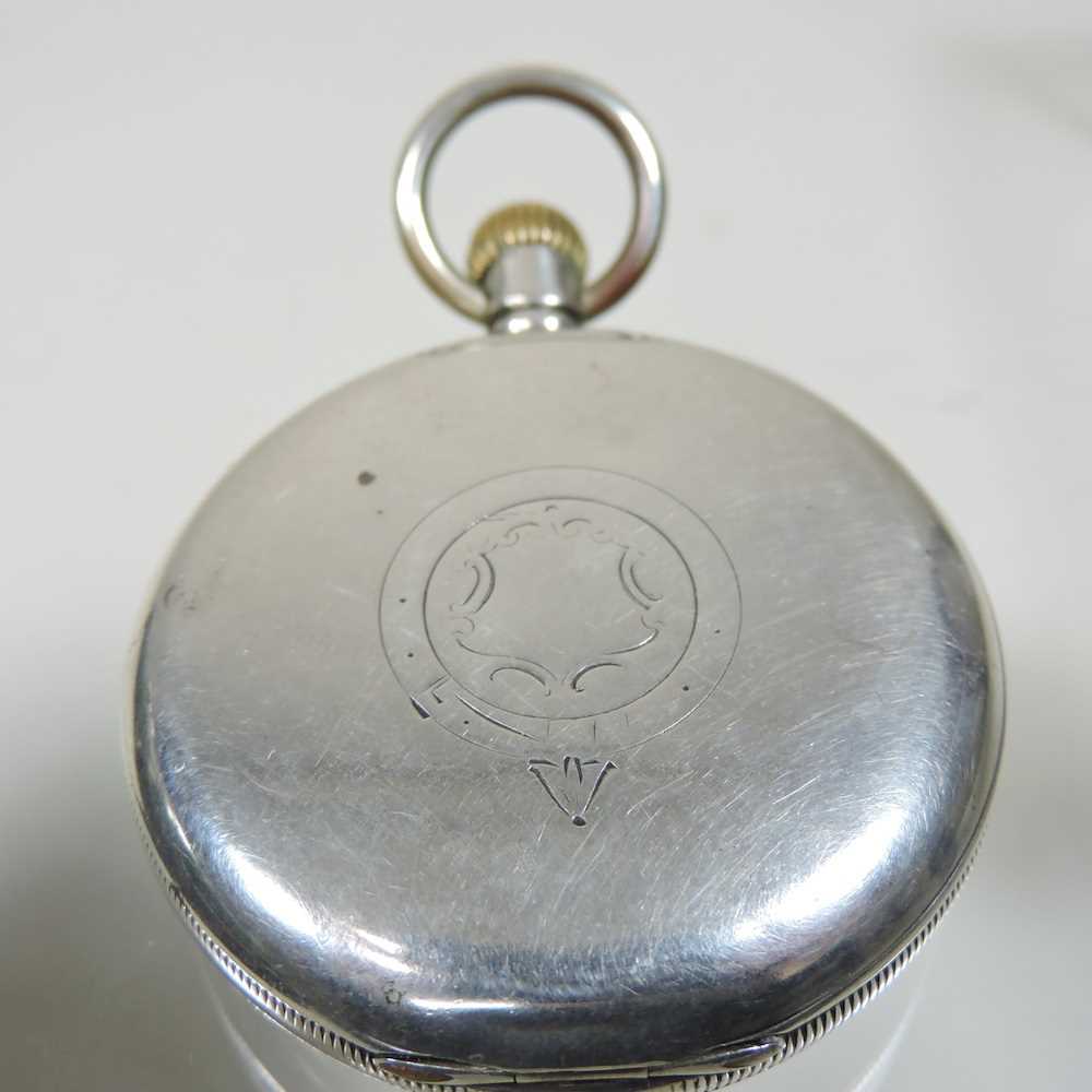 A silver open faced pocket watch - Image 2 of 5