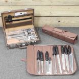 A 16 piece chef's knife set, in a hard case