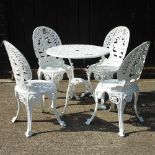 A white painted aluminium garden table