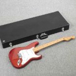 A Fender Stratocaster red electric guitar