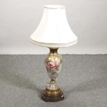 A large pottery table lamp