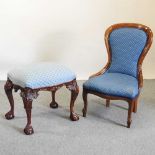 A Victorian style blue upholstered nursing chair