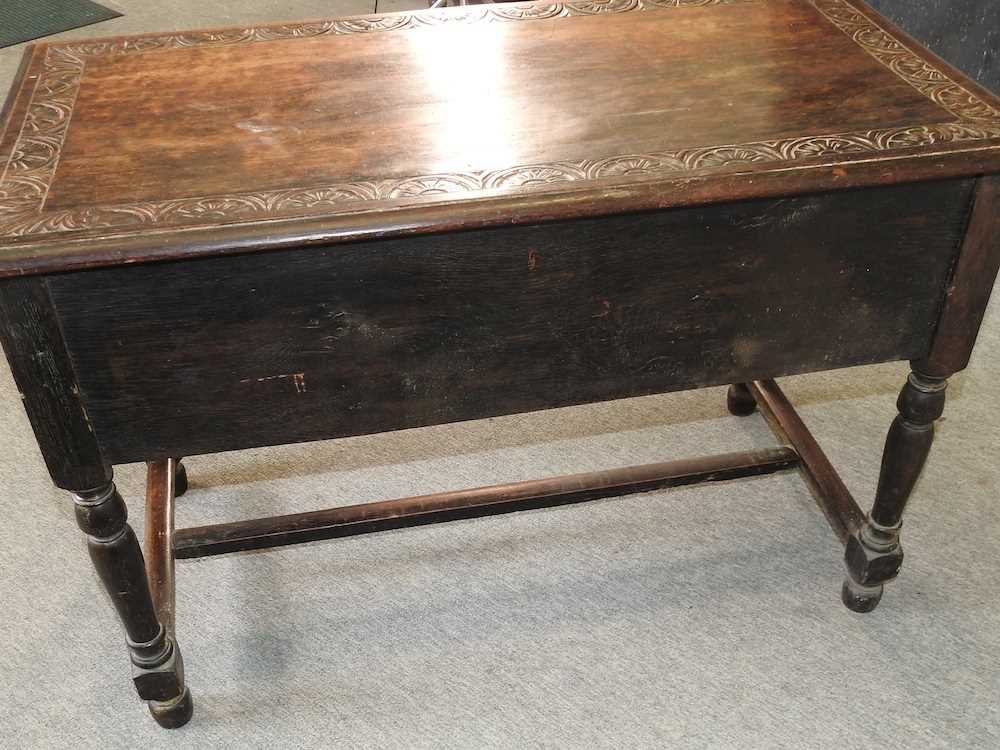A 19th century carved oak kneehole desk - Image 7 of 8