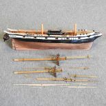 A wooden model ship