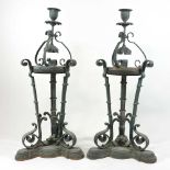 A pair of unusual 19th century Arts and Crafts table lamps