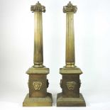 A pair of 19th century brass table lamps