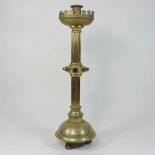 A 19th century Gothic brass table lamp
