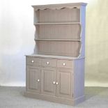 A modern grey painted pine dresser