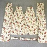 Two pairs of floral curtains