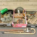 Three boxes of brass and metalwares