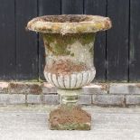 A reconstituted stone urn