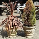 Two reconstituted stone garden pots