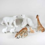 A collection of Russian pottery models of animals
