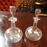 A pair of early 20th century glass hand blown decanters and stoppers