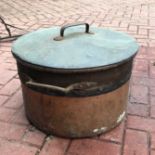 A large 19th century copper cauldron