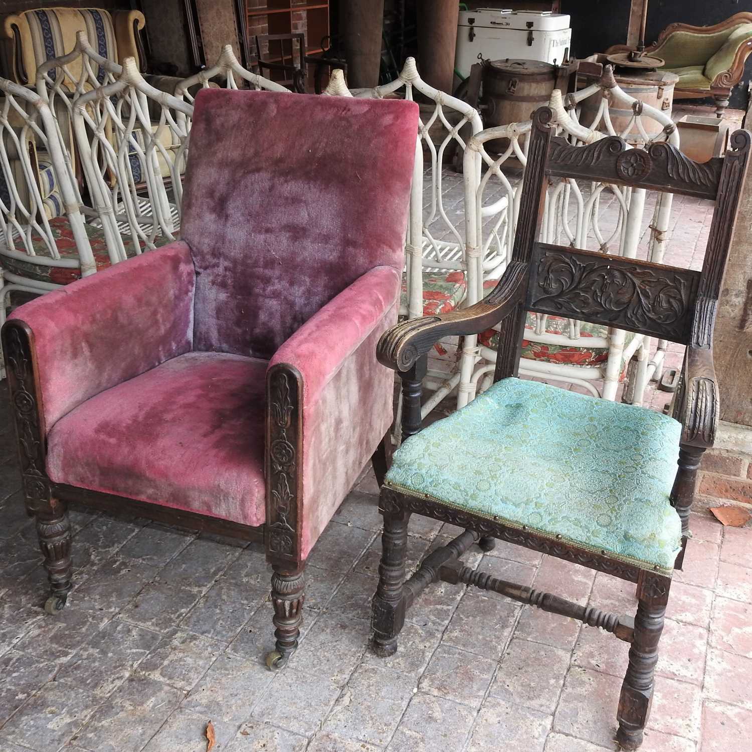 A Regency red upholstered armchair