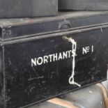 An early 20th century black painted metal box