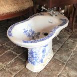 A Staffordshire pottery blue and white bidet