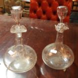 A pair of early 20th century glass hand blown decanters and stoppers